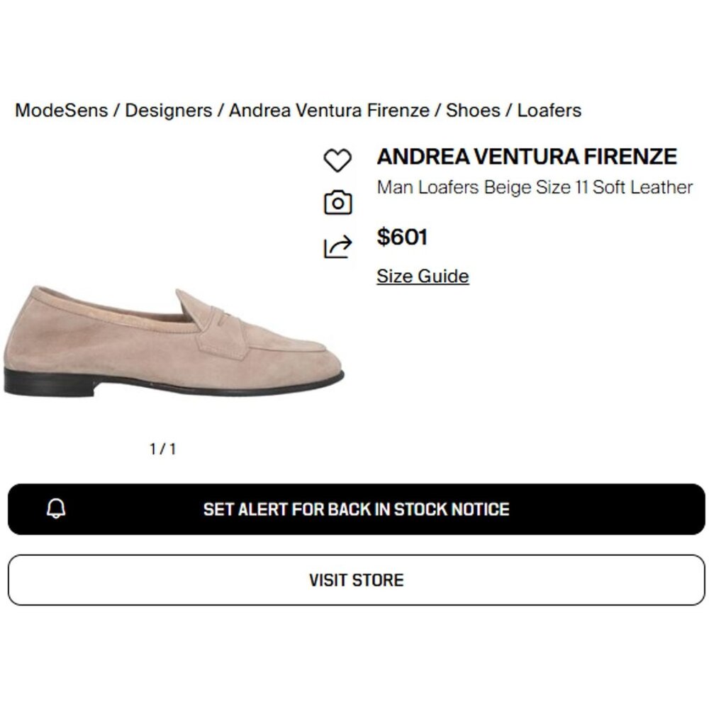 Andrea Ventura Firenze Mens 8.5D Tan Soft Suede Dress Shoes Penny Loafers Italy - Picture 4 of 11